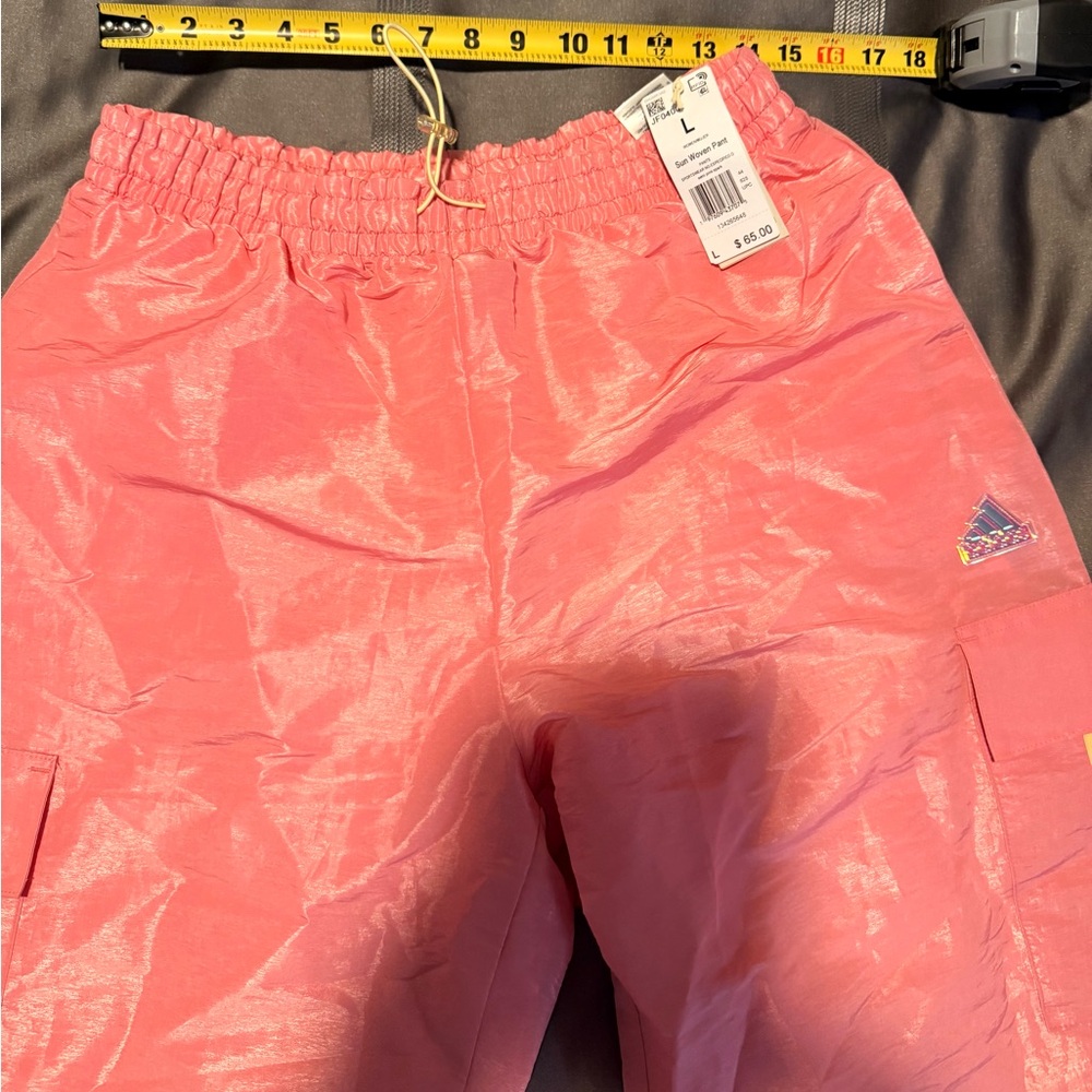 Adidas Sun Woven Pant- women size Large- semi pink spark- NWT